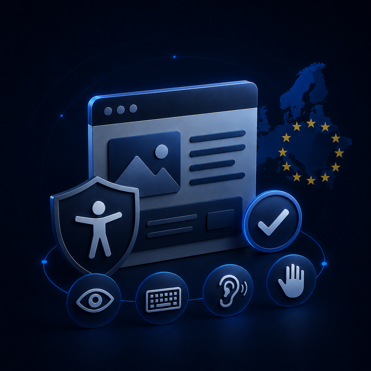 Illustration representing web accessibility and European Accessibility Act compliance